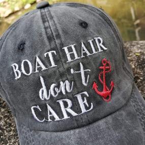 img 1 attached to 🧢 Vintage Distressed Embroidered Dad Hat: Women's Baseball Cap for Carefree Boat Hair Days