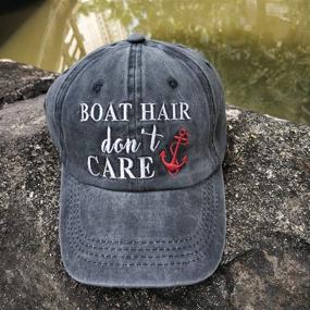 img 2 attached to 🧢 Vintage Distressed Embroidered Dad Hat: Women's Baseball Cap for Carefree Boat Hair Days