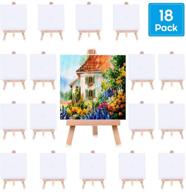 🎨 mini canvases bundle: 18 pack of cridoz small painting canvas with mini easel – perfect painting kit for kids & teens, ideal for acrylic pouring, oil & water color – 4x4 inches art canvases logo