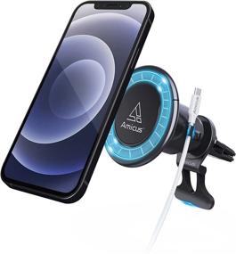 img 4 attached to Amicus Air Vent Phone Cradle Holder - 4in1 Magnetic Car Mount for Collapsible Grip/Socket Users, Compatible with iPhone 13/12 Series, Samsung Series, Magnetic Case, Magsafe Charger, All Phones - Black