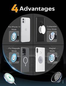 img 3 attached to Amicus Air Vent Phone Cradle Holder - 4in1 Magnetic Car Mount for Collapsible Grip/Socket Users, Compatible with iPhone 13/12 Series, Samsung Series, Magnetic Case, Magsafe Charger, All Phones - Black