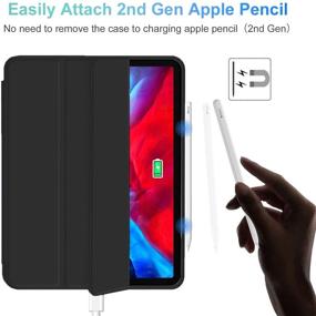 img 2 attached to 📱 2020 iPad Air 4 Case - Supports Touch ID, Apple Pencil 2nd Gen Charging/Pairing - Auto Wake/Sleep - Pencil Holder - Trifold Stand - Smart Cover (Black)