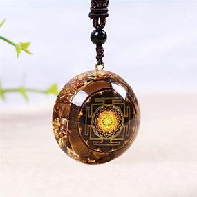 img 2 attached to Orgonite Pendant Necklace Tigers Eye Sri Yantra: Sacred Geometry Energy Healing Yoga Jewelry