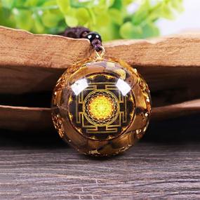 img 3 attached to Orgonite Pendant Necklace Tigers Eye Sri Yantra: Sacred Geometry Energy Healing Yoga Jewelry