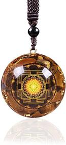 img 4 attached to Orgonite Pendant Necklace Tigers Eye Sri Yantra: Sacred Geometry Energy Healing Yoga Jewelry