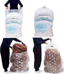 img 2 attached to 🛍️ Multi-Purpose Big Plastic Drawstring Bags for Household Organization, Storage, and Travel - Ideal for Luggage, Oversized Dolls, Blankets, Pillows, Suitcases - Reusable Set of 4 Bags in Different Sizes (S, M, L, XL)