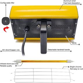 img 1 attached to Портативная инфракрасная лампа для высушивания краски DATOUBOSS 2000 Вт: эффективная ручная инфракрасная лампа для сушки краски при ремонте автомобиля