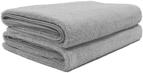 img 4 attached to Polyte Quick Dry Lint Free Microfiber Bath Sheet Pack (Gray, 35 x 70 in) - Set of 2 - Superior Absorbency and Softness for Spa-like Comfort