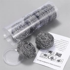 img 3 attached to 🧽 TecUnite 6 Pack Stainless Steel Scourer - Heavy Duty Metal Sponges Scrubbers (30g each)