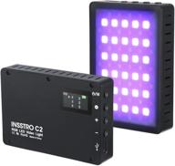 📸 insstro c2 мини rgb светодиодный видео-свет: компактный и универсальный свет rgb 0-360 полных цветов для камеры или видеокамеры логотип