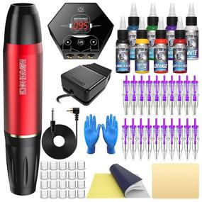 img 4 attached to Complete Rotary Tattoo Pen Kit TK001 - Perfect for Beginners with 20pcs Tattoo Cartridges Needles, 8 Tattoo Ink, and Wormhole Tattoo Pen