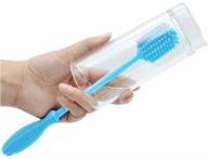 🧼 efficient 12 inch silicon long handle bottle cleaning brush - no scratch, flexible cleaner-tool-scrubber for tumblers, glass, sport, baby - blue, ergonomic design logo