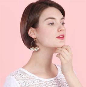 img 3 attached to 🌈 Exquisite Bohemian Handmade Multi Color Tassel Earrings: Yellow Gold Plated Dangle Drop Statement Jewelry