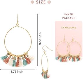 img 1 attached to 🌈 Exquisite Bohemian Handmade Multi Color Tassel Earrings: Yellow Gold Plated Dangle Drop Statement Jewelry