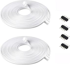 img 4 attached to 🔌 Nelyeqwo 2 Pack 5M RGB Extension Cable Kit for 5050 3528 LED Strip Light - 16.4ft Solderless Connector, 4 Pin Jumper Cables, 4 Male Pin Connectors included