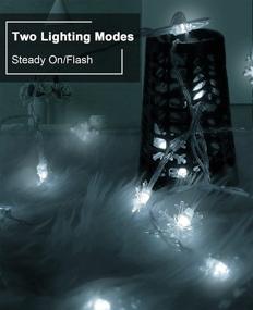 img 2 attached to 19.6ft 40 LED Snowflake String Lights - Battery Operated, Waterproof Xmas Fairy Lights for Wedding New Year Party Decorations, Indoor/Outdoor Bedroom, Cool White