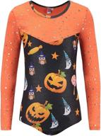 halloween pumpkin gymnastic leotards for girls: long sleeve one-piece dance outfit logo