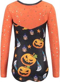 img 2 attached to Halloween Pumpkin Gymnastic Leotards for Girls: Long Sleeve One-Piece Dance Outfit