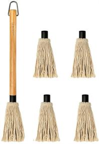 img 4 attached to 🍖 18 Inch BBQ Grilling Basting Mop with Extra 4 Replacement Heads - Long Wooden Handle for Smoking, Grilling, and Steak