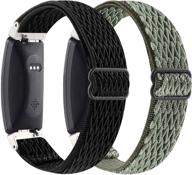 🕑 2pack эластичный ремешок для часов: замена ремешка для fitbit inspire 2/ inspire/inspire hr для женщин и мужчин - черный-армейский зеленый логотип