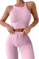 🔥 stylish and comfortable: qinsen seamless 2 piece ribbed crop tank and high waist yoga leggings set for women logo