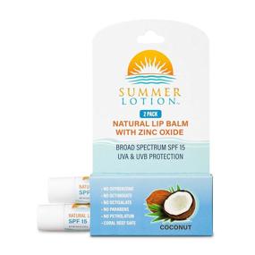 img 2 attached to 🌞 Summer Lotion's Natural Lip Balm: SPF 15 Sunblock with Zinc Oxide, Water Resistant Chapstick - Coconut Flavor, 2-Pack for Ultimate Lip Protection