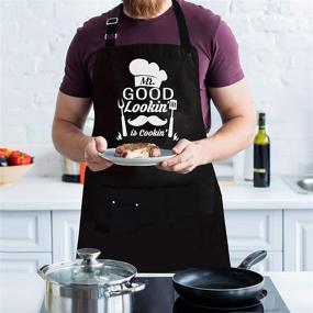 img 1 attached to 👨 Skull Chef Hilarious Aprons for Kitchen Cooking and BBQ Grill – Perfect Dad, Men, and Women Gift
