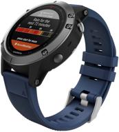 🔵 moko 22mm band compatible with garmin fenix 6/6 pro/fenix 5/5 plus/forerunner 935/945/aproach s60/s62/quatix 6 /marq smart watch, soft silicone midnight blue replacement strap logo