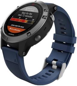 img 4 attached to 🔵 MoKo 22мм ремешок совместимый с Garmin Fenix 6/6 Pro/Fenix 5/5 Plus/Forerunner 935/945/Aproach S60/S62/Quatix 6 /MARQ умные часы, мягкий силиконовый ремешок полуночно-синего цвета, замена