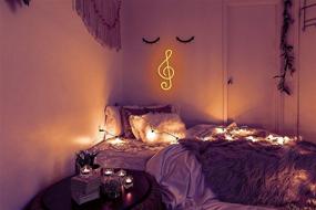 img 1 attached to 🎵 Mesmerizing Music Decor Neon Sign: Vibrant LED Neon Lights Wall Decoration, USB/Battery Powered Music Symbol Night Light for Bedroom, Living Room, Girl Room, Bar - Perfect Gift for Parties, Birthdays, Christmas (Yellow)