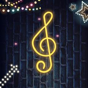 img 4 attached to 🎵 Mesmerizing Music Decor Neon Sign: Vibrant LED Neon Lights Wall Decoration, USB/Battery Powered Music Symbol Night Light for Bedroom, Living Room, Girl Room, Bar - Perfect Gift for Parties, Birthdays, Christmas (Yellow)