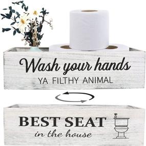img 4 attached to 🚽 CuffUp Rustic Farmhouse Bathroom Decor Box with Funny Signs - Toilet Paper Holder for Kitchen, Living Room, and Counter Table - Farmhouse Home Decor (One Box)