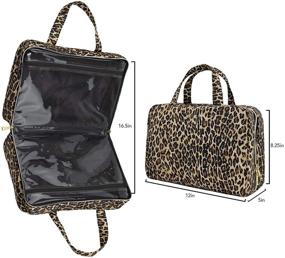 img 1 attached to 🐆 Once Upon A Rose Leopard Print Makeup Bag - Large, Transparent Pockets, Handles, and Zippered Closure, Ideal for Home and Travel