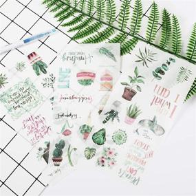 img 1 attached to 🌿 Inovat Cute Clear Sticker-Pack of 4 Decorative Craft Scrapbooking Stickers Set: Plants, Dogs, Girl, and Feather (Inova A235) - Add Character to Your Craft Projects!