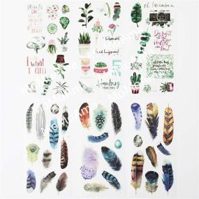 img 3 attached to 🌿 Inovat Cute Clear Sticker-Pack of 4 Decorative Craft Scrapbooking Stickers Set: Plants, Dogs, Girl, and Feather (Inova A235) - Add Character to Your Craft Projects!