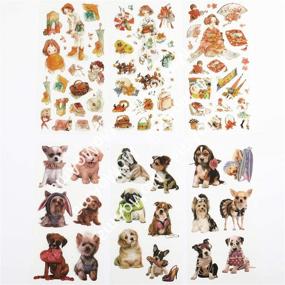 img 2 attached to 🌿 Inovat Cute Clear Sticker-Pack of 4 Decorative Craft Scrapbooking Stickers Set: Plants, Dogs, Girl, and Feather (Inova A235) - Add Character to Your Craft Projects!