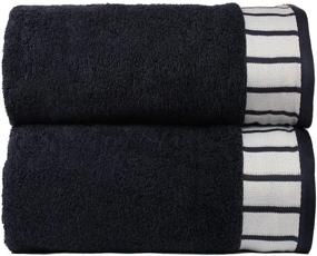 img 2 attached to 🛁 Casa Haus Midnight Blue His & Her 550 GSM 2 Pack Cotton Bath Towel Set