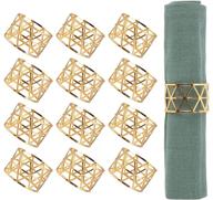 🍽️ set of 12 luney gold napkin rings - perfect for dining, anniversary, birthday, christmas, candlelight dinner, holiday, party - elegant table setting and decoration logo