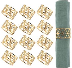 img 4 attached to 🍽️ Set of 12 Luney Gold Napkin Rings - Perfect for Dining, Anniversary, Birthday, Christmas, Candlelight Dinner, Holiday, Party - Elegant Table Setting and Decoration