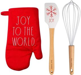 img 4 attached to 🧁 Rae Dunn Collection: Festive 3 Piece Oven Mitt Set with Spatula and Whisk - Perfect for Holiday Cooking!