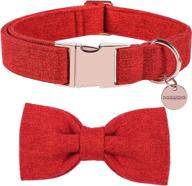 🐾 durable adjustable dogwong cotton dog collar with bow for dogs of all sizes logo