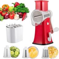 🧀 vekaya rotary graters 3 in 1 cheese grater - efficient handheld julienne shredder and slicers for vegetables in vibrant red logo