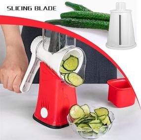 img 3 attached to 🧀 VEKAYA Rotary Graters 3 in 1 Cheese Grater - Efficient Handheld Julienne Shredder and Slicers for Vegetables in Vibrant RED