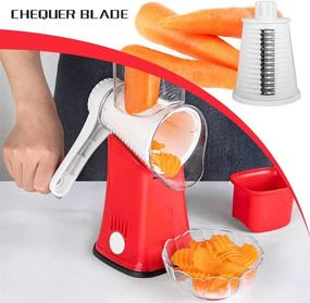 img 2 attached to 🧀 VEKAYA Rotary Graters 3 in 1 Cheese Grater - Efficient Handheld Julienne Shredder and Slicers for Vegetables in Vibrant RED