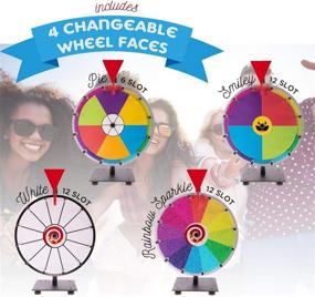 img 1 attached to 🎠 Premium Prize Wheel Spinning Wheel for Winning Prizes - Tabletop Stand Spinner Board with 4 Color & White Wheels, Marker Pen, Eraser & Bag - Perfect for Fortune Raffles & Carnival Games