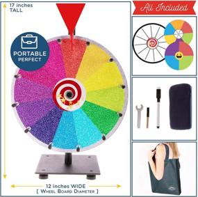 img 2 attached to 🎠 Premium Prize Wheel Spinning Wheel for Winning Prizes - Tabletop Stand Spinner Board with 4 Color & White Wheels, Marker Pen, Eraser & Bag - Perfect for Fortune Raffles & Carnival Games