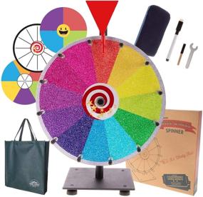 img 4 attached to 🎠 Premium Prize Wheel Spinning Wheel for Winning Prizes - Tabletop Stand Spinner Board with 4 Color & White Wheels, Marker Pen, Eraser & Bag - Perfect for Fortune Raffles & Carnival Games