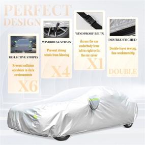 img 1 attached to 🚗 GORDITA Car Cover - Waterproof, All-Weather, Snowproof, Windproof, Scratch-Resistant Outdoor UV Protection with 6 Reflective Strips - Universal Fit for Sedan (Up to 185 inches)