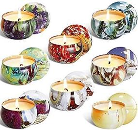 img 1 attached to 🕯️ Natural Soy Wax Aromatherapy Candles Gift Set - 8 Pack | Fragrance Essential Oil | 15-20 Hour Burn Time | Scented Candles for Bath, Yoga, and Home | Portable Travel Tin Candles | Women's Gift