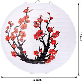 img 3 attached to Smeiker 12-inch Diameter Pack of 5 Chinese Japanese Red Cherry Flower White Round Paper Lampshade - Oriental Style Lighting Décor for Restaurants, Weddings, Parties, and Home Gifts